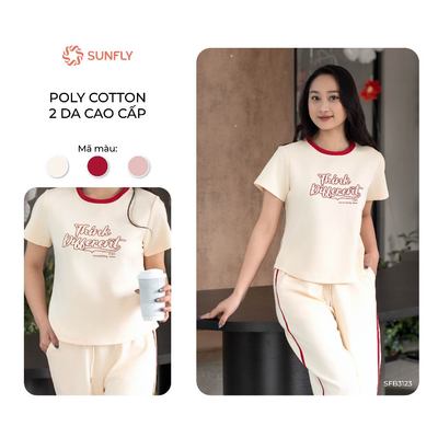 Set đồ nữ dáng xuông trẻ trung áo cộc quần dài poly cotton 2da đứng form tôn dáng SUNFLY SFB3123