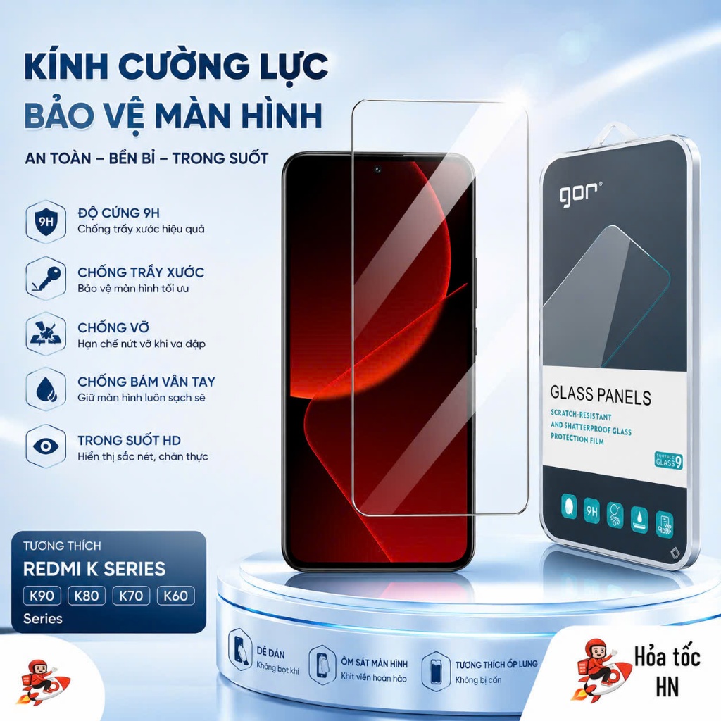 Kính Cường Lực Gor Redmi K90 MAX/ K90/ K90 PROMAX/ K80 ULTRA/ K80/ K80 PRO/ K70 ULTRA/ K70E/ K70/ K7