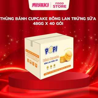 [1 Thùng 40 gói] Bánh Cupcake Bông Lan Trứng Sữa 𝐏𝐎𝐏𝐈 Cao Cấp 48g Mềm Thơm Dinh Dưỡng Tiện Lợi