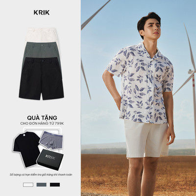 [KRIK x Bình An] Quần Short Kaki Nam KRIK Form Regular Ly Chiết Túi Tinh Tế Thanh Lịch QS8178