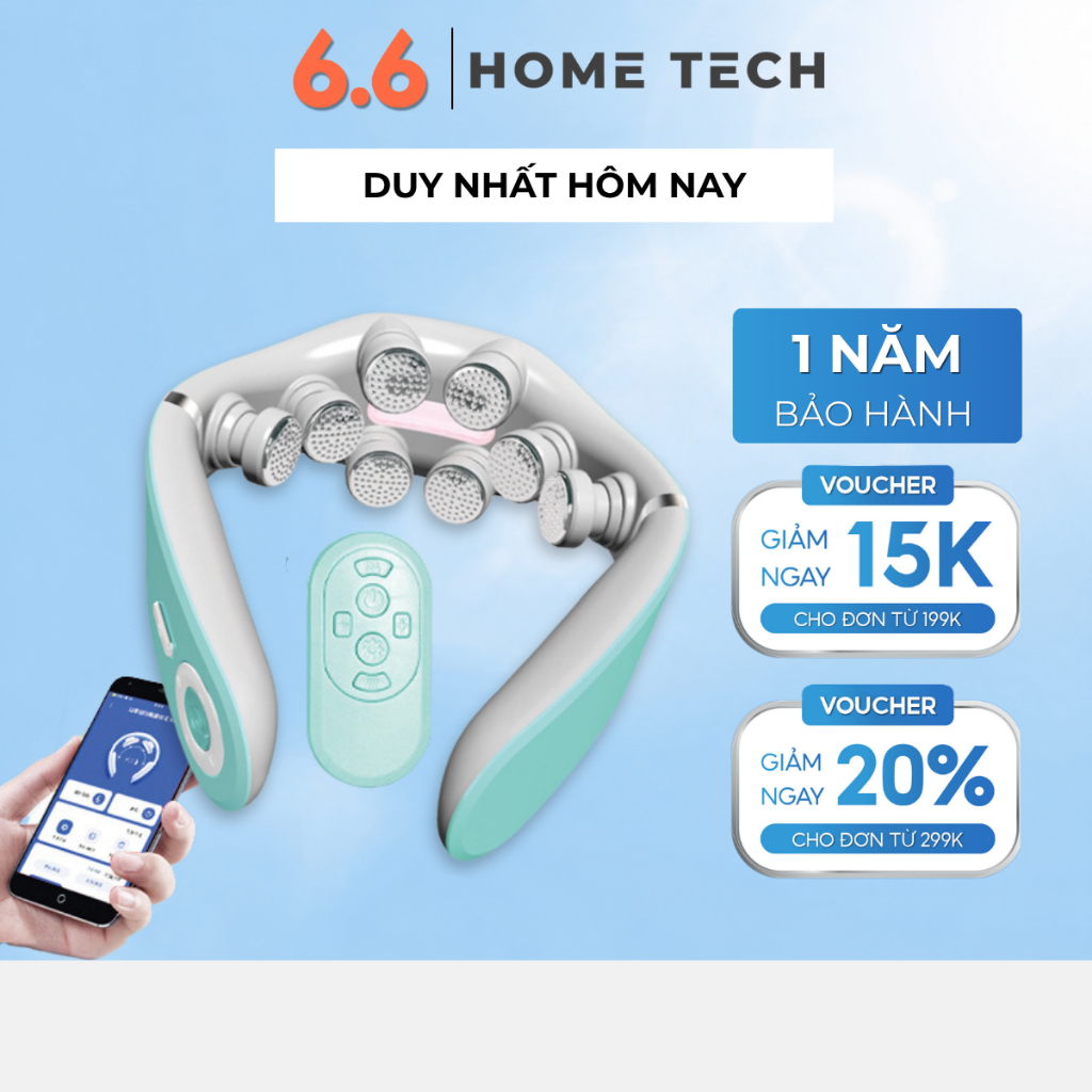 Máy massage cổ vai gáy 8D-G79 cao cấp, Mát xa cổ 8 đầu xung điện kép & chườm nóng nhiệt hồng ngoại [