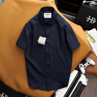 Áo sơ mi nam HEBOZ ngắn tay cotton chéo 5M mịn mát ít nhăn - 00003147