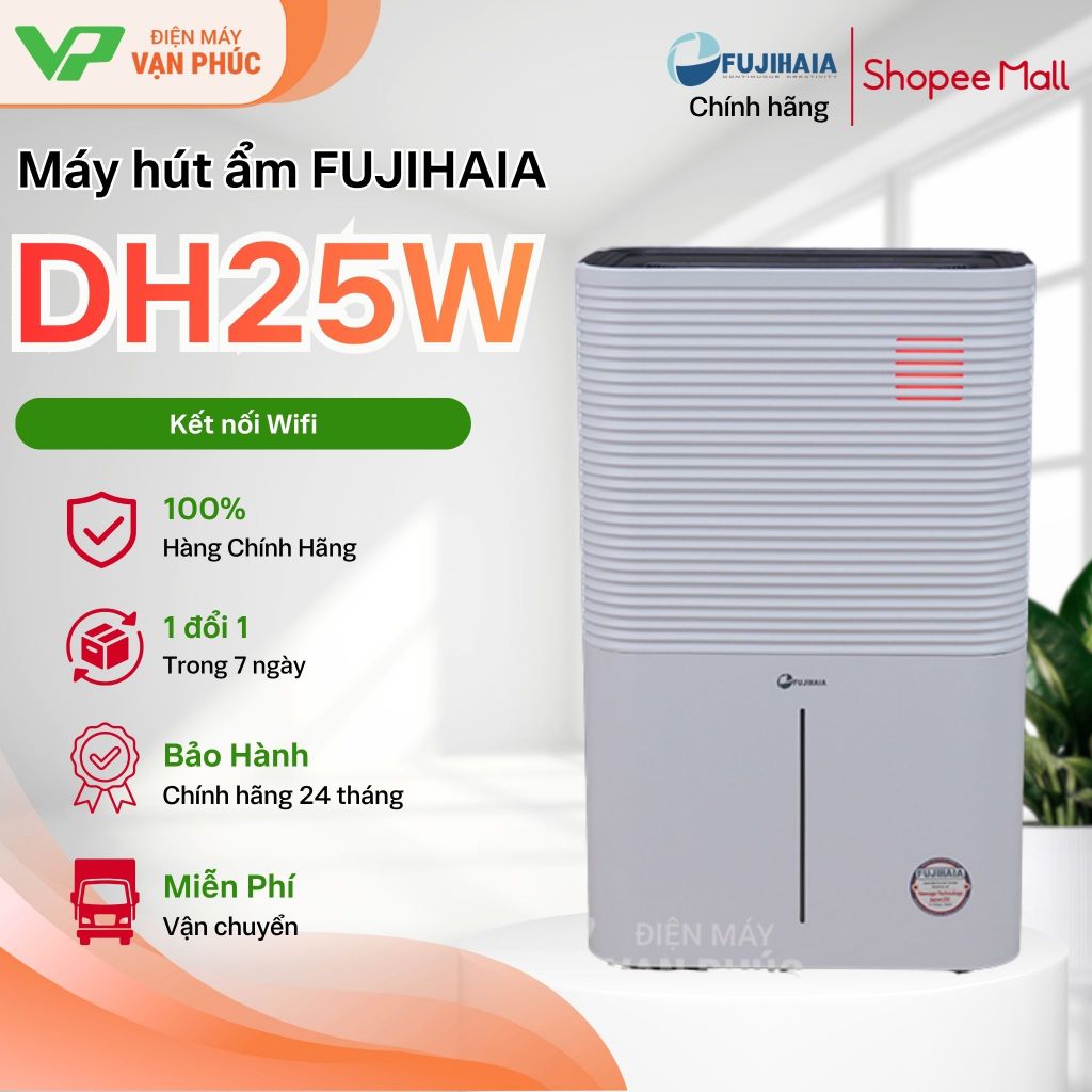 Máy Hút Ẩm Fujihaia DH25W kết nối wifi - công suất 25 lít/ngày - Bảo Hành Chính Hãng 24 Tháng