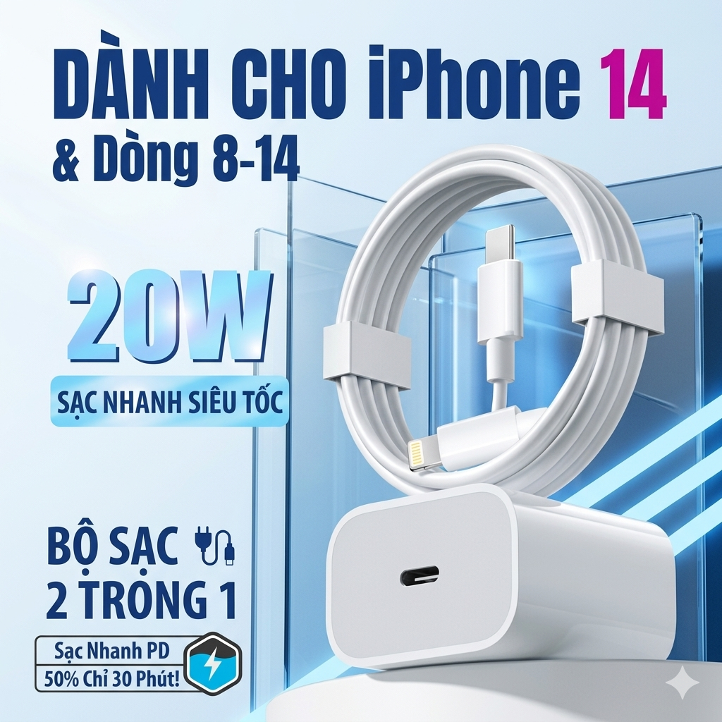 20W PD Fast Charging Adapter Lightning Cable For Phone 14 13 12 11 Pro Max USB C Type C Cable For Ph