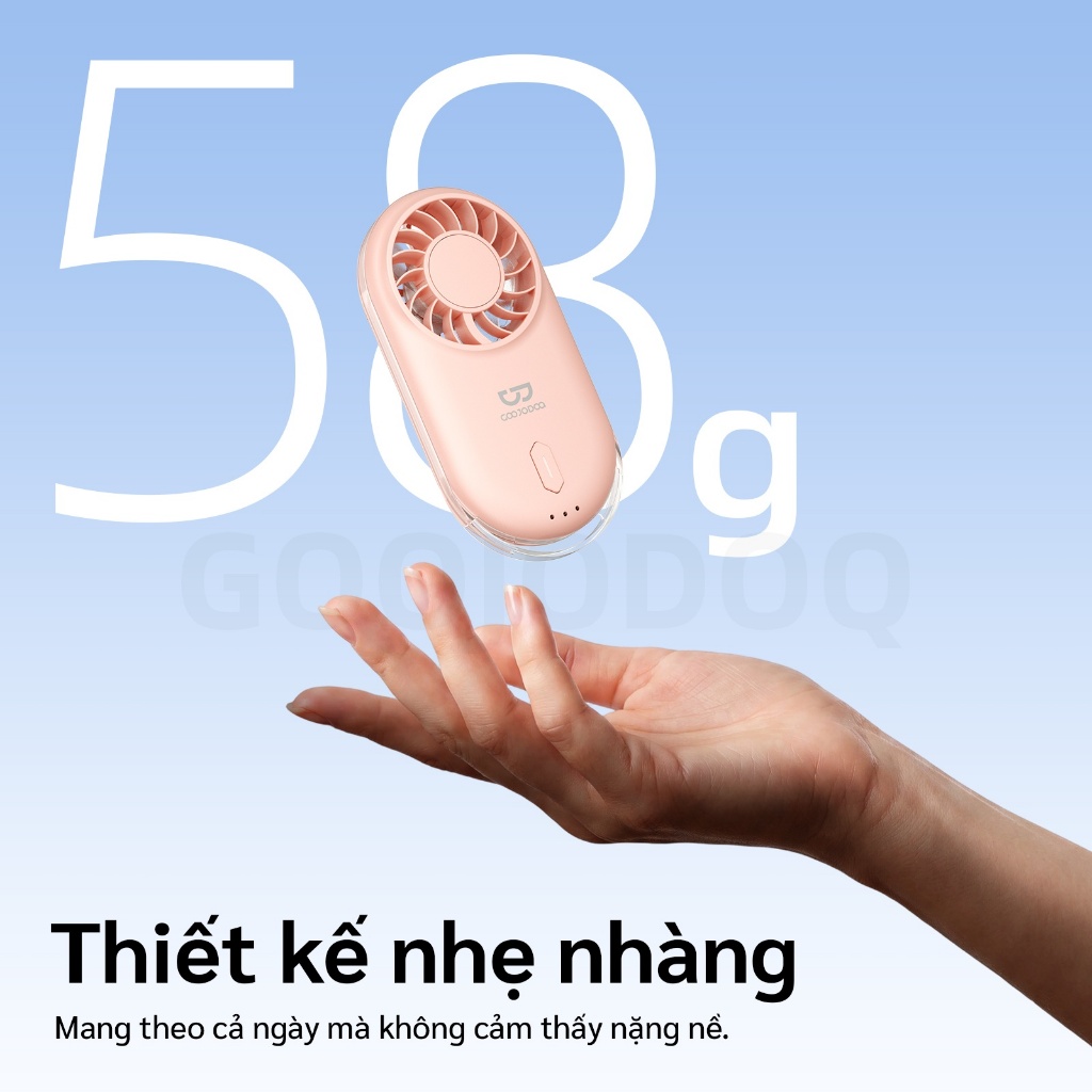 Quạt Cầm Tay GOOJODOQ Siêu Mỏng 22mm Tốc Độ 10000 RPM, Gió Mạnh 9.1m/s, 3 Tốc Độ,Nhẹ 58g, Pin 900mAh | BigBuy360 - bigbuy360.vn