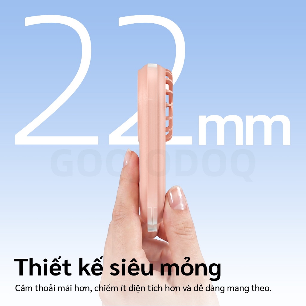 Quạt Cầm Tay GOOJODOQ Siêu Mỏng 22mm Tốc Độ 10000 RPM, Gió Mạnh 9.1m/s, 3 Tốc Độ,Nhẹ 58g, Pin 900mAh | BigBuy360 - bigbuy360.vn