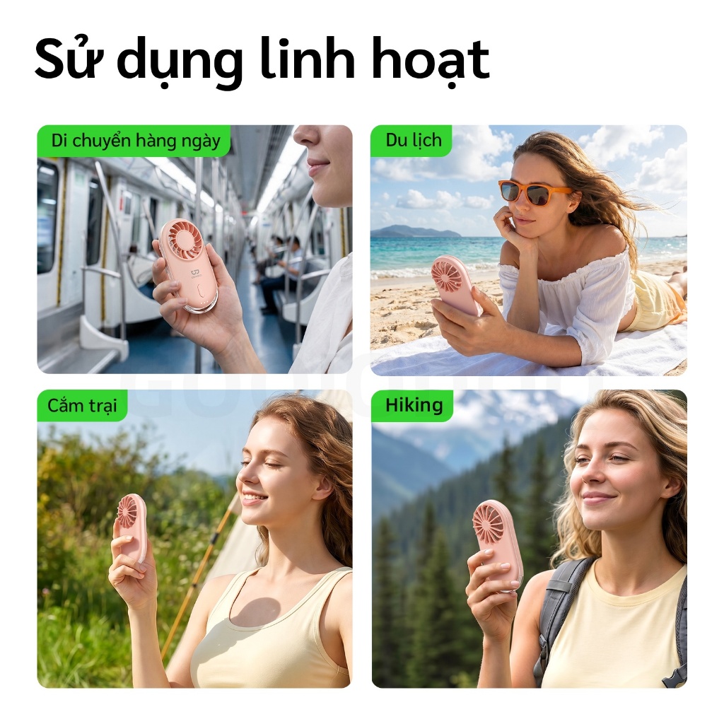 Quạt Cầm Tay GOOJODOQ Siêu Mỏng 22mm Tốc Độ 10000 RPM, Gió Mạnh 9.1m/s, 3 Tốc Độ,Nhẹ 58g, Pin 900mAh | BigBuy360 - bigbuy360.vn
