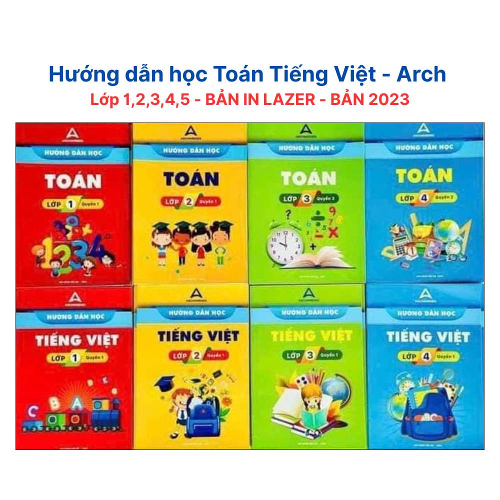 Sách - Hướng dẫn học Toán Tiếng Việt - Archimedes - Lớp 1,2,3,4,5 - Bản in laser đen trắng sắc nét