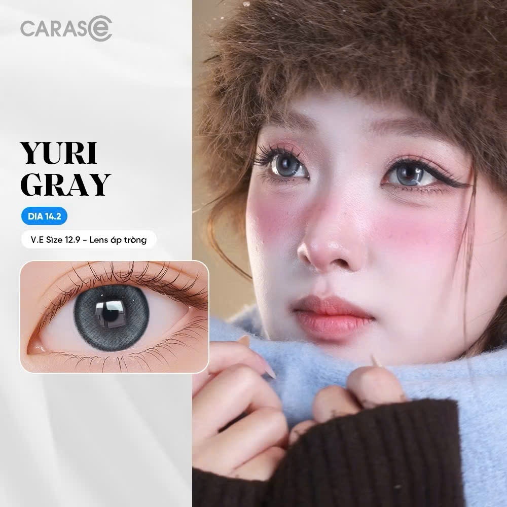[Pass KOC New]  1 cặp ￼Kính áp tròng khoá ẩm 1 Ngày Màu Xám Xanh CARASE, Lens cận YURI GRAY