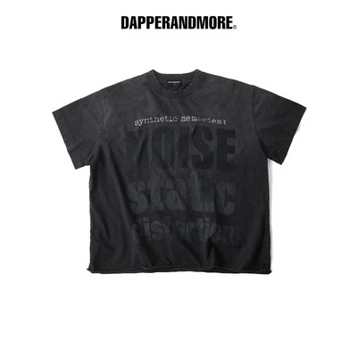 Áo Thun Wash DAPPERANDMORE "SYNTHETIC MEMORIES T-SHIRT" Form Boxy 100% Cotton 300GSM - Đen Wash