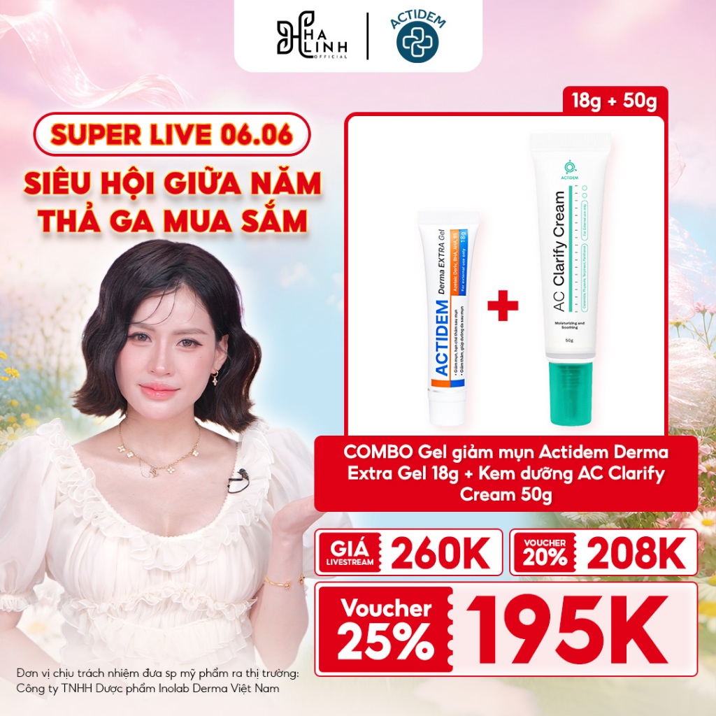 [VHL x Actidem] Combo Gel giảm mụn Actidem Derma Extra Gel 18g + Kem dưỡng Actidem AC Clarify Cream 