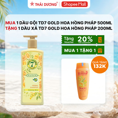 [Sale Tháng 8] Dầu gội Thái Dương 7 Gold (Hoa Hồng Pháp, 500ml )Tặng 1 Dầu xả TD 7 (Hoa Hồng Pháp 200ml)