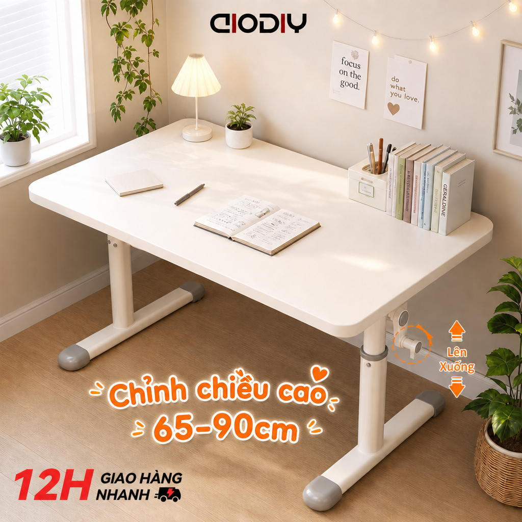 Bàn Học Thông Minh AIODIY - Bàn Học Chống Gù Chống Cận Cho Bé, Bàn Nâng Hạ Chiều Cao Bằng Tay Quay Khung Thép Chắc Chắn