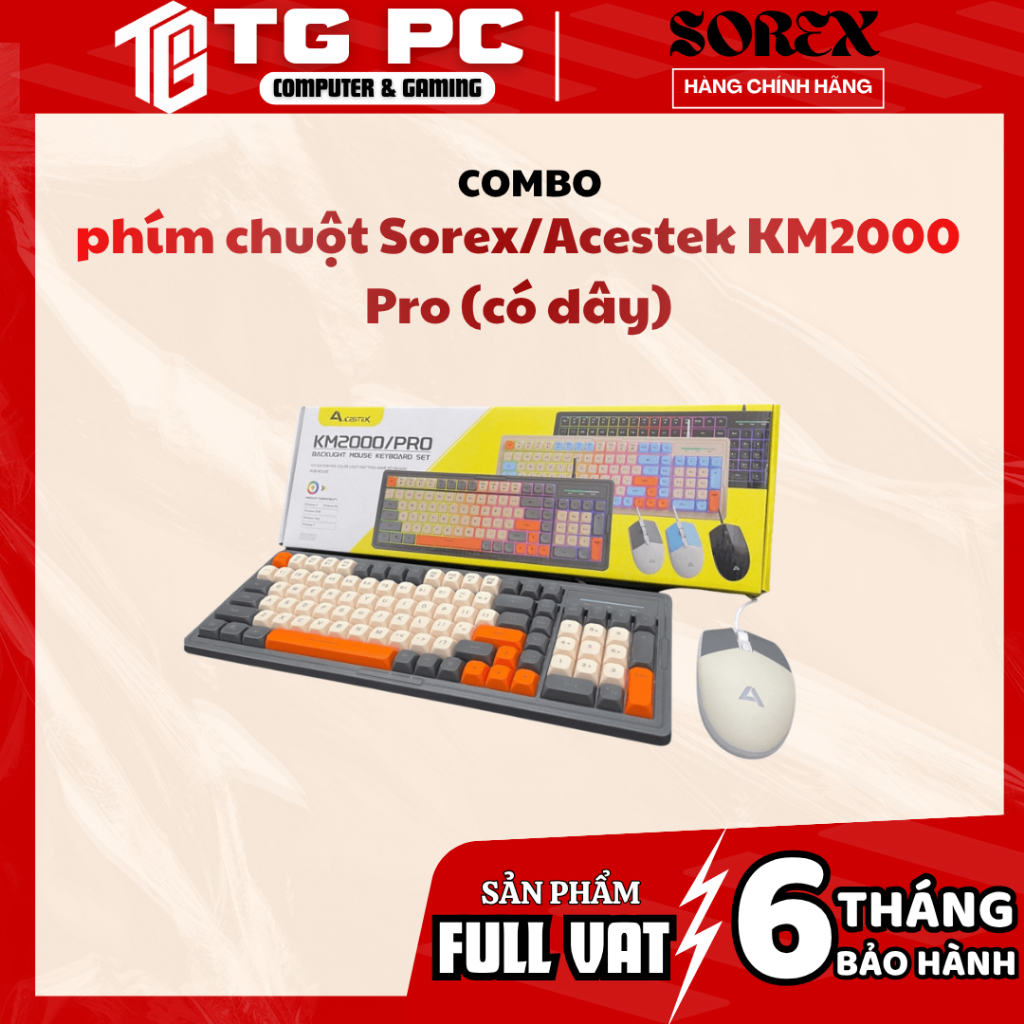 [FULL VAT] Combo phím chuột Sorex/Acestek KM2000 Pro (có dây) - NEW CHÍNH HÃNG BẢO HÀNH 6 THÁNG