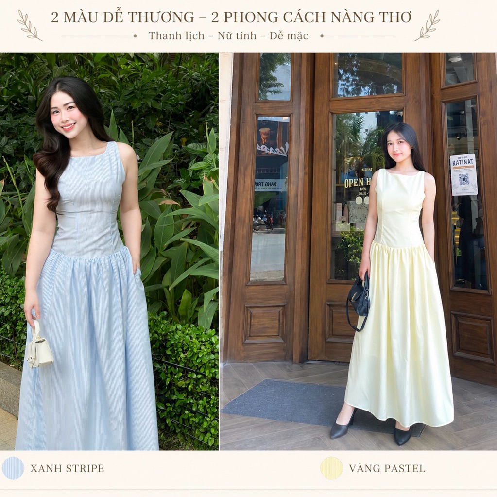 Váy nữ sát nách cổ tròn Uimeecloset váy maxi 2 lớp cho nữ  Women Dress