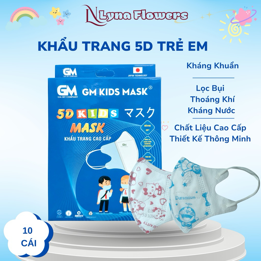 Khẩu Trang 5D Cao Cấp Cho Bé Nhiều Hoạ Tiết Dễ Thương / 5D KIDS MASK
