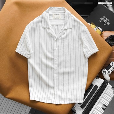 [FORM RỘNG] Áo sơ mi nam HEBOZ pijama double striped 3M vải đũi mềm họa tiết sọc - 00003144