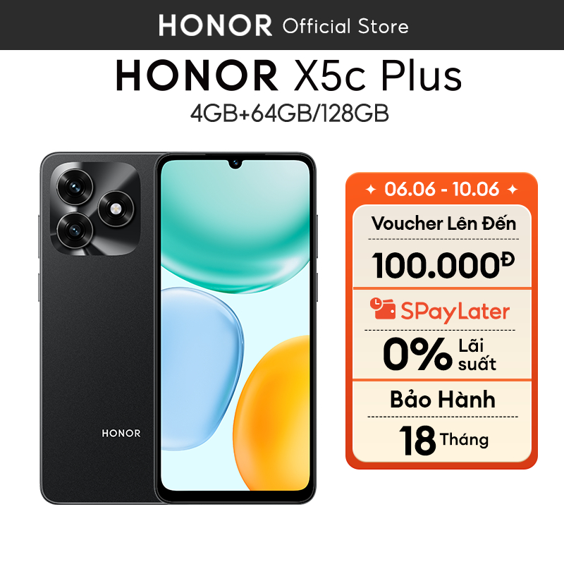 [NEW] Điện Thoại Honor X5c Plus 4GB + 64/128GB | Pin 5260mAh | Media Tek Helio G81 | Bảo hành 18 Tháng