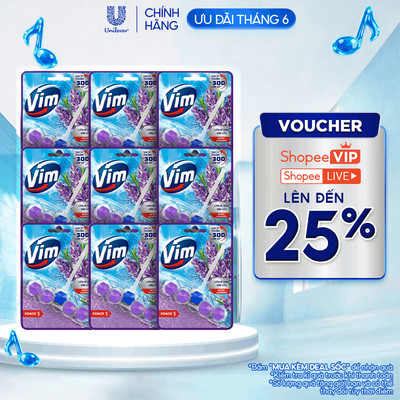 [LIVE] Combo 9 Viên Tẩy Bồn Cầu Vim Power 5 Sạch Khuẩn Thơm Mát (Hương Lavender |Hương Chanh |Hương Trà xanh &Chanh)