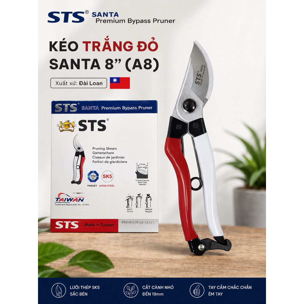 Kéo trắng đỏ SANTA 8” (A8) - HÀNG ĐÀI LOAN CAO CẤP