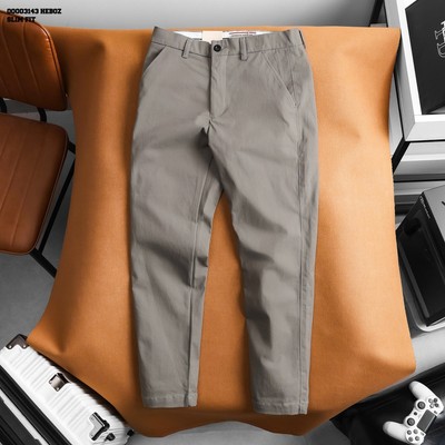 Quần kaki nam HEBOZ classic garment slim 4M, quần dài trơn basic chuẩn form - 00003143