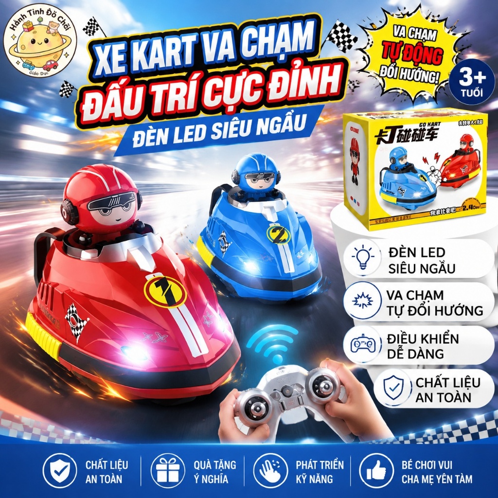 Xe Kart điều khiển từ xa - Xe đụng đối kháng hai người, xe trò chơi Kart drift tương tác cha mẹ con 