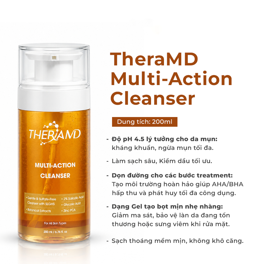 Sữa rửa mặt làm sạch sâu, kiểm soát dầu TheraMD Cleanser – 200ml