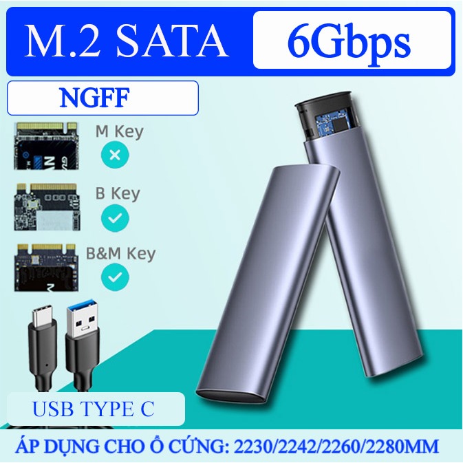 Box Ổ Cứng SSD HDD M.2 SATA NGFF NVMe Và Giao Thức Kép NGFF + NVMe