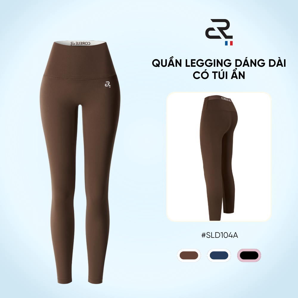 [MỚI SS'26] Quần legging nữ dáng dài cạp cao bản lớn ôm bụng có túi ẩn tập Gym Yoga | CORELE SLD104A
