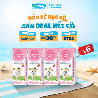 [Combo 6 lốc] Sữa Tiệt Trùng VPMilk Grow+ Vị Dâu 180ml x 24 hộp
