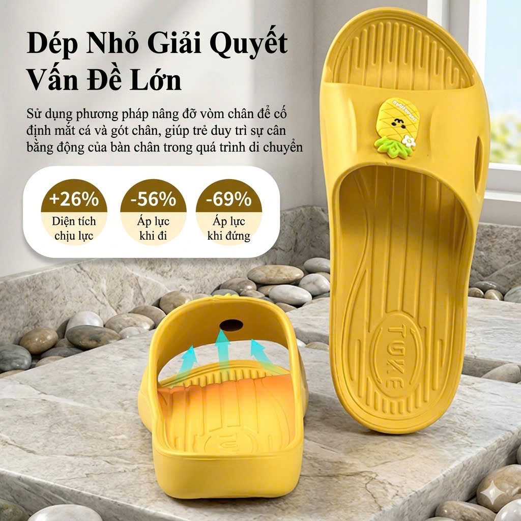 Dép Lê Bàn Chân Bẹt Cho Bé - Dứa Vàng