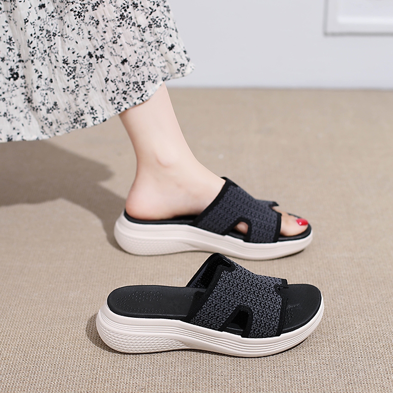 Dép Lê Nữ Đế Cao 5cm AGIAY CS115, Dép Sandal Nữ Mũ Vải Dệt Thoáng Khí Đế EVA Siêu Nhẹ