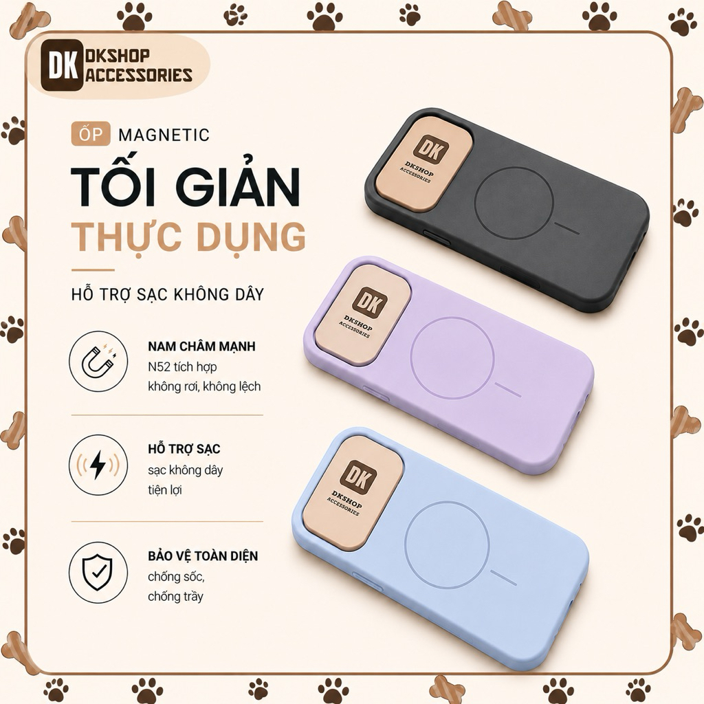 Ốp Lưng Từ Tính i.P 17 Silicone Lót Nhung Mịn DKshop – Hỗ Trợ Sạc Không Dây, Bảo Vệ Sang Trọng