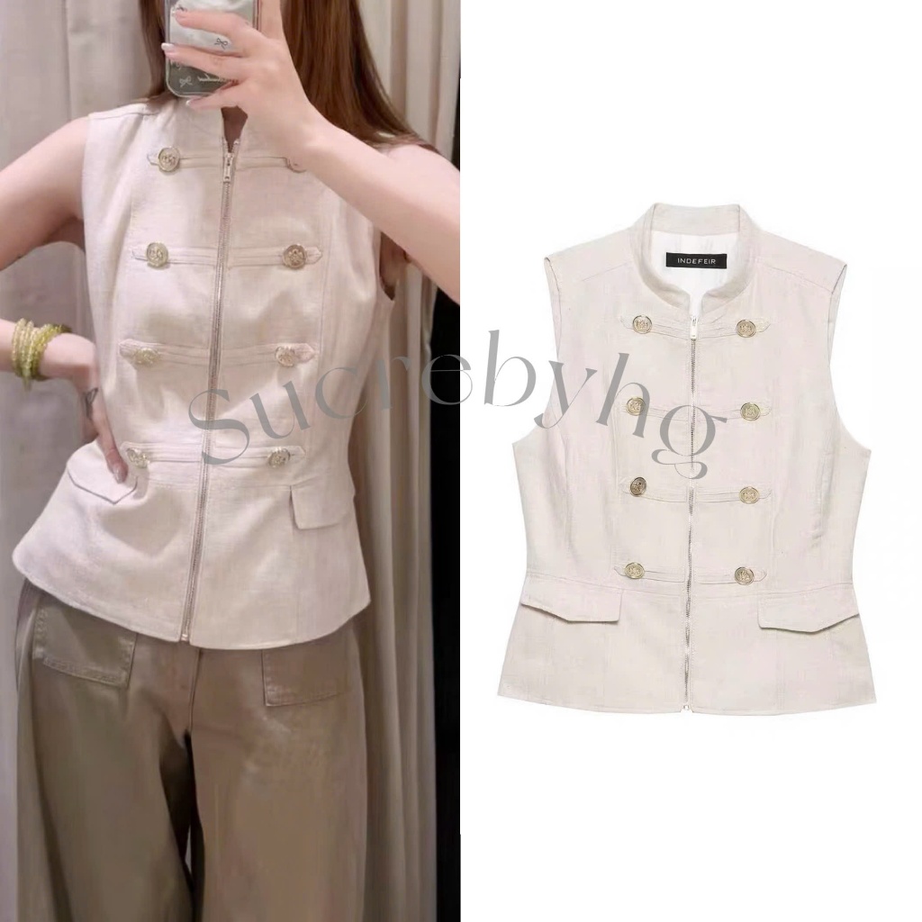 áo vest sát nách cổ tàu đính cúc hàng zr xuất