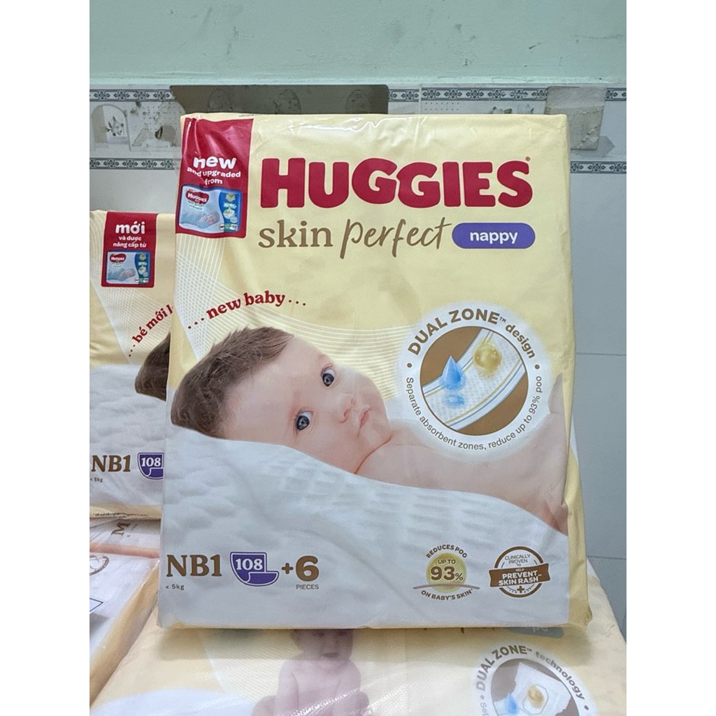 Miếng lót Huggies Skin Perfect sơ sinh NB1 108 +6 miếng