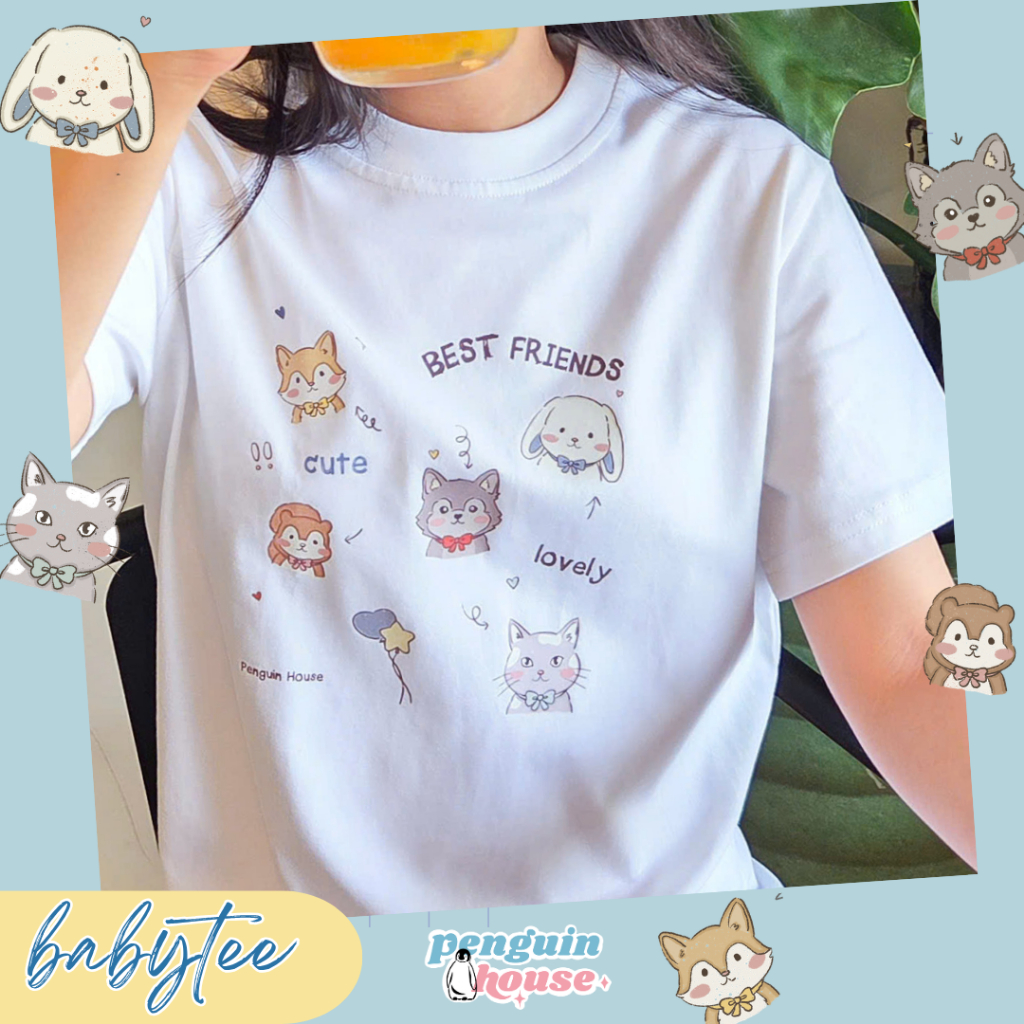 Áo thun babytee Best Friends in hình thú - Penguin House