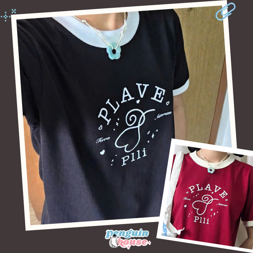 Áo thun babytee đỏ, đen viền màu Plave Plli - Penguin House