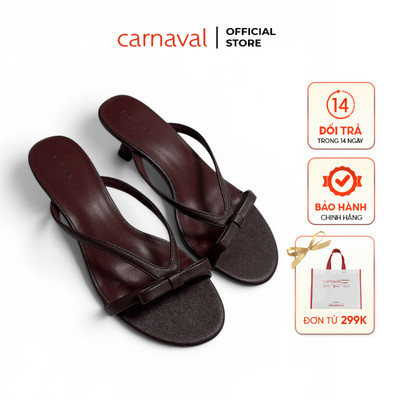 Dép Cao Gót Nữ Carnaval Quai Đính Nơ, Guốc Gót Cao 5cm Kiểu Thanh Lịch, Tối Giản - VS210