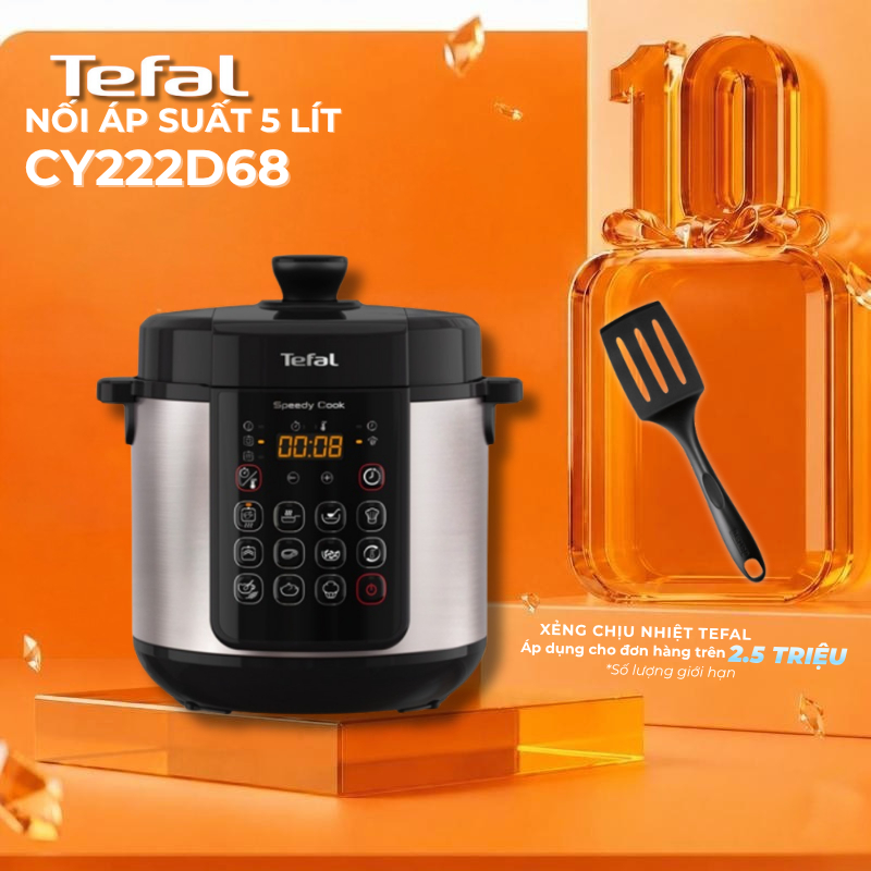 Nồi áp suất điện đa năng Tefal Speedy Cook 5L CY222D68 - Hàng Chính Hãng / BH 02 Năm