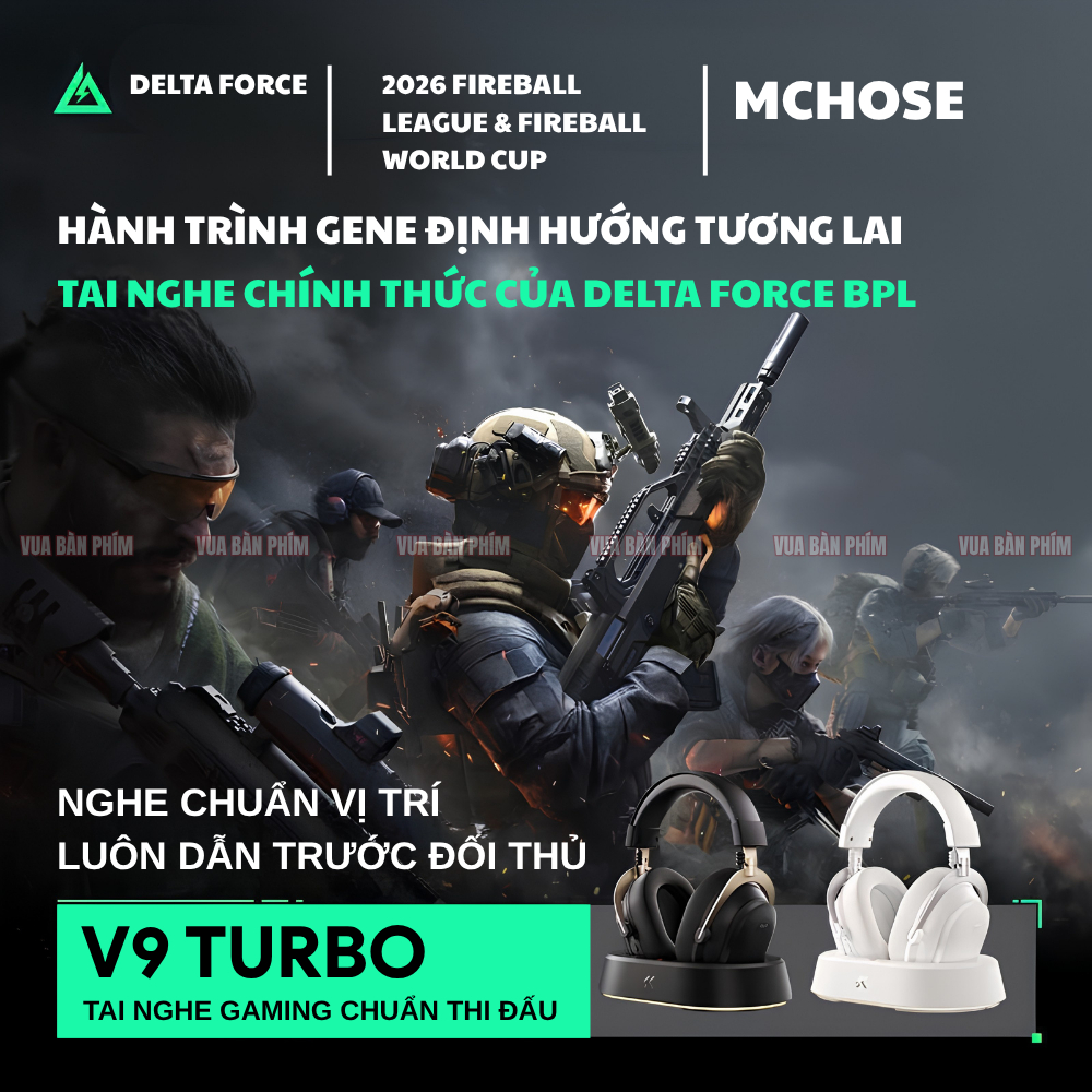 Tai nghe Mchose không dây V9 Turbo+ 3mode , âm thanh chân thực, độ trễ cực thấp , mic khử tiếng ồn ,hỗ trợ chơi game fps | BigBuy360 - bigbuy360.vn