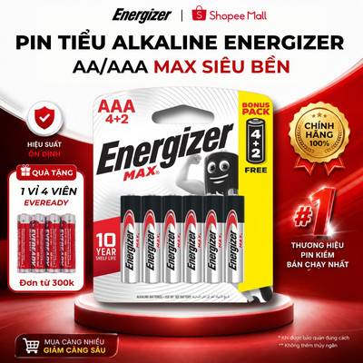 Pin tiểu Alkaline AA - AAA Energizer Max, Pin 2A/ 3A An toàn không thuỷ ngân, Chống chảy nước/ Rỉ sét - Chính Hãng