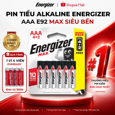 PIN TIỂU AAA ENERGIZER MAX E92, PIN 3A Siêu Bền, An toàn không thuỷ ngân - Hàng chính hãng