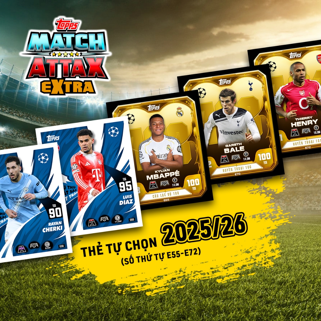 Thẻ Cầu Thủ In Match Attax Extra 2025-26 Tự Chọn (STT E55-E72)