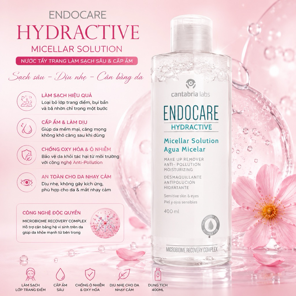 [Có sẵn}Nước Tẩy Trang Endocare Hydractive Micellar Solution