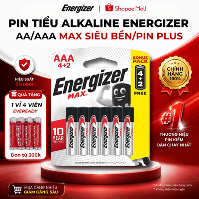 Pin tiểu Alkaline Energizer AA/ AAA Max, Pin tiểu 2A/ 3A Plus, Siêu bền, An toàn, Chống rỉ - Hàng chính hãng