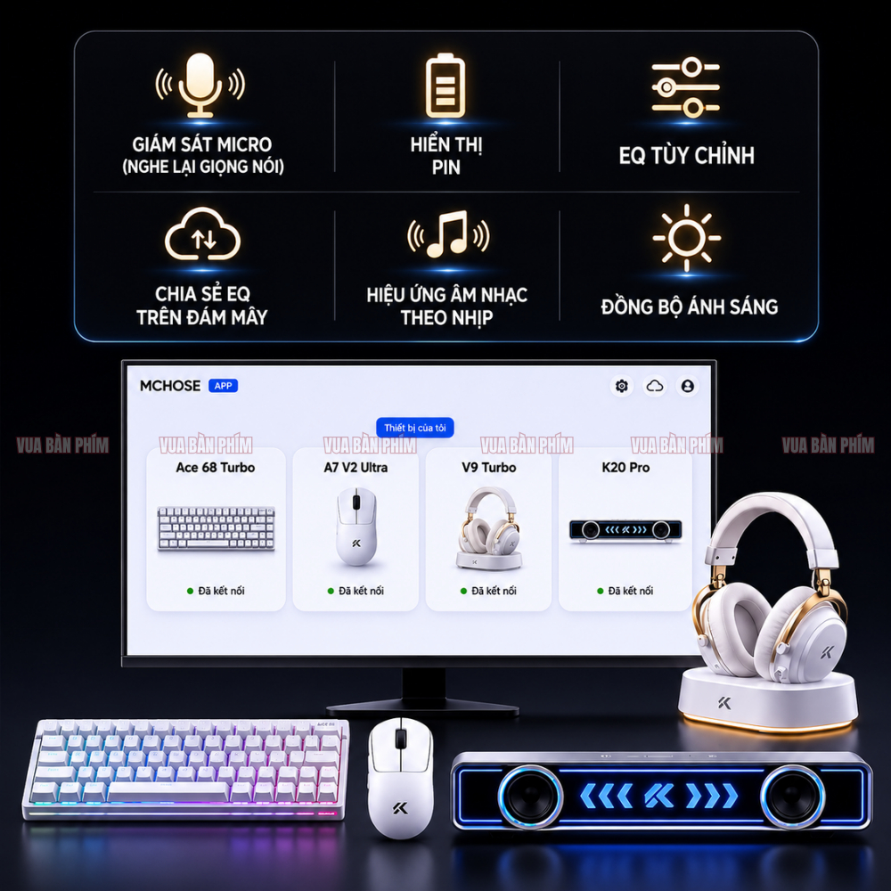 Tai nghe Mchose không dây V9 Turbo+ 3mode , âm thanh chân thực, độ trễ cực thấp , mic khử tiếng ồn ,hỗ trợ chơi game fps | BigBuy360 - bigbuy360.vn