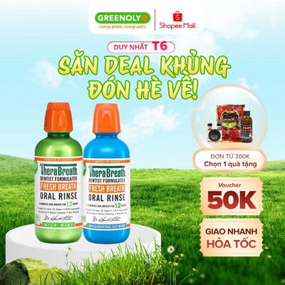Nước Súc Miệng TheraBreath Vị Bạc Hà Lạnh Không Cồn Ngăn Ngừa Sâu Răng Hàng Đầu Mỹ 473ml