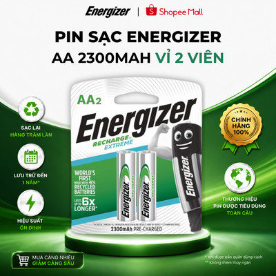 Pin sạc Energizer AA 2300mAh NH15E RP2 - Vỉ 2 viên - Hàng chính hãng