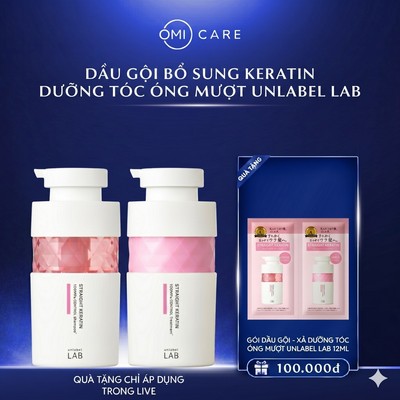Combo Gội – Xả Keratin Giúp Phục Hồi Tóc Xoăn Rối, Khô Xơ & Hư Tổn Unlabel LAB Nhật Bản 400ml