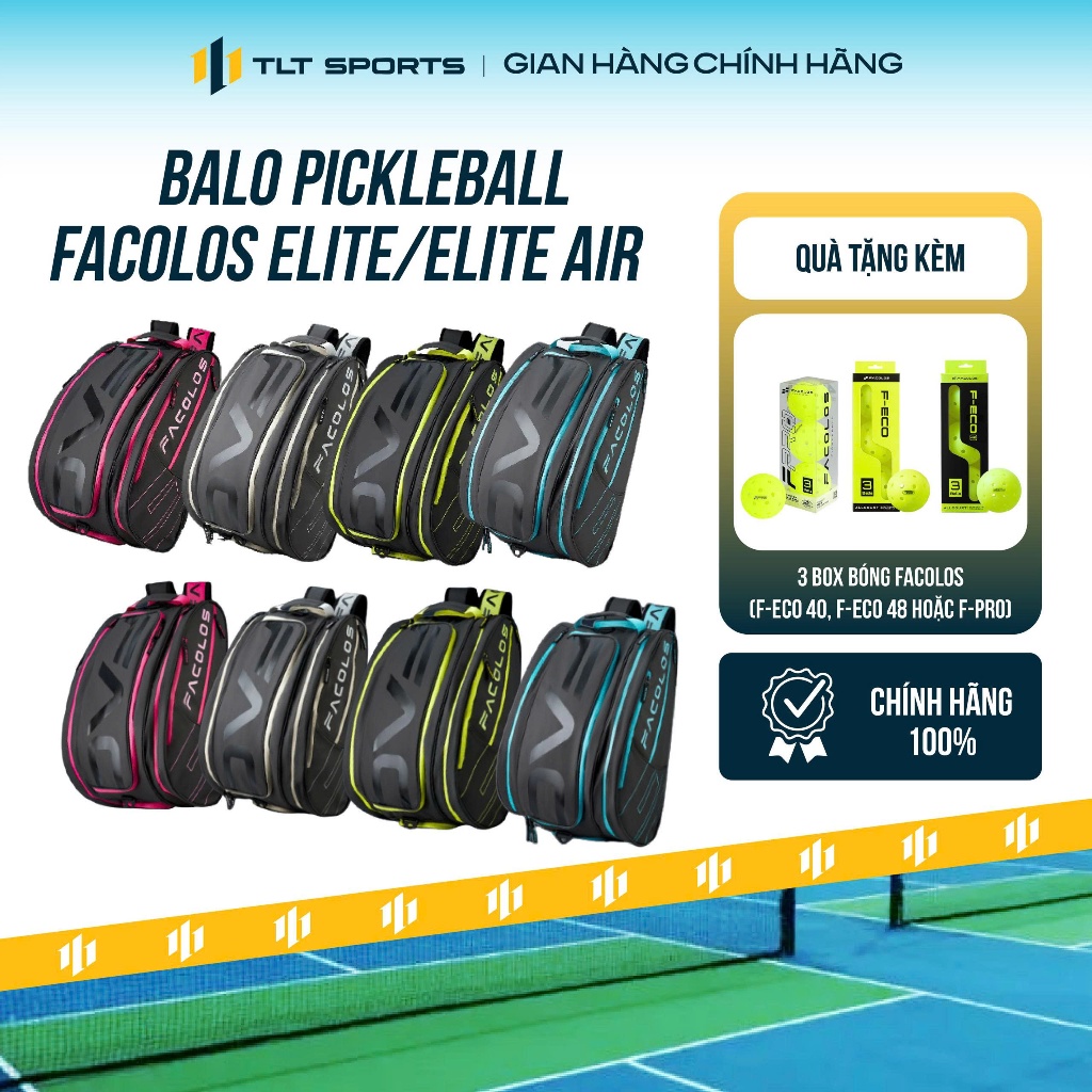 Balo Pickleball Facolos Elite / Elite Mini Chính Hãng – Chống Trầy Vợt, Chất Liệu Cao Cấp, Đa Ngăn T